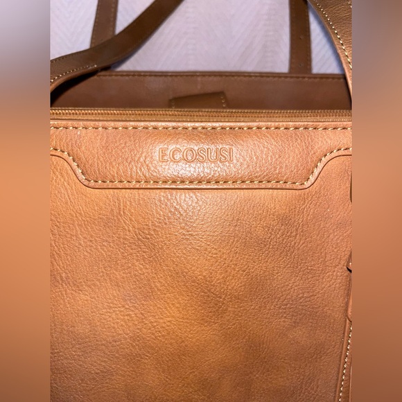 Chic Brown Leather Tote Bag for Laptop - Picture 2 of 9
